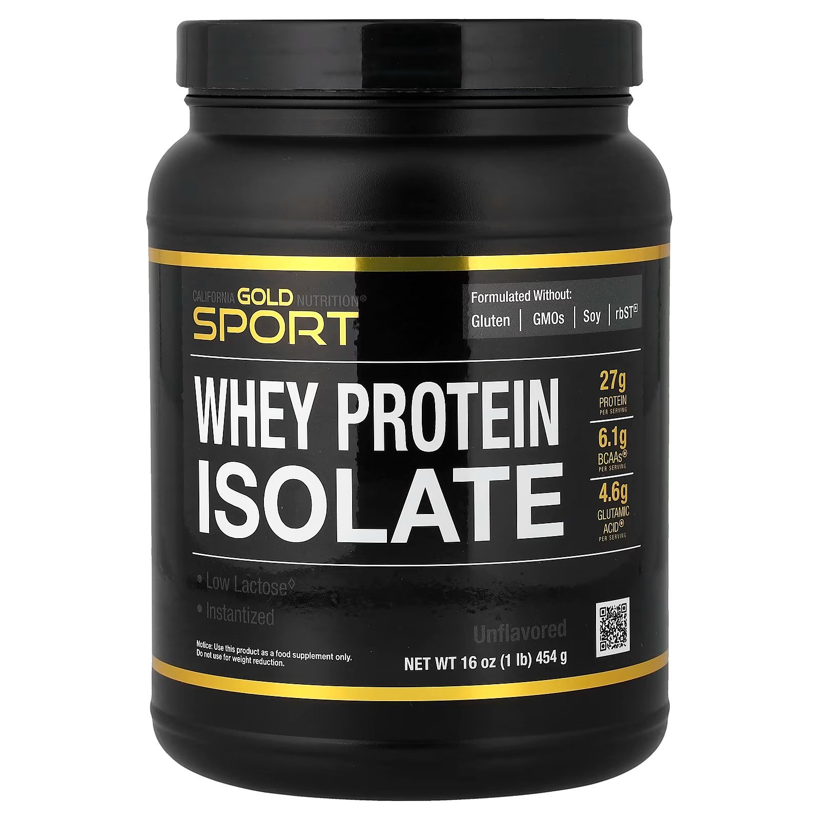isolado de whey protein esporte, sem sabor, 454 g (1 lb) california gold nutrition