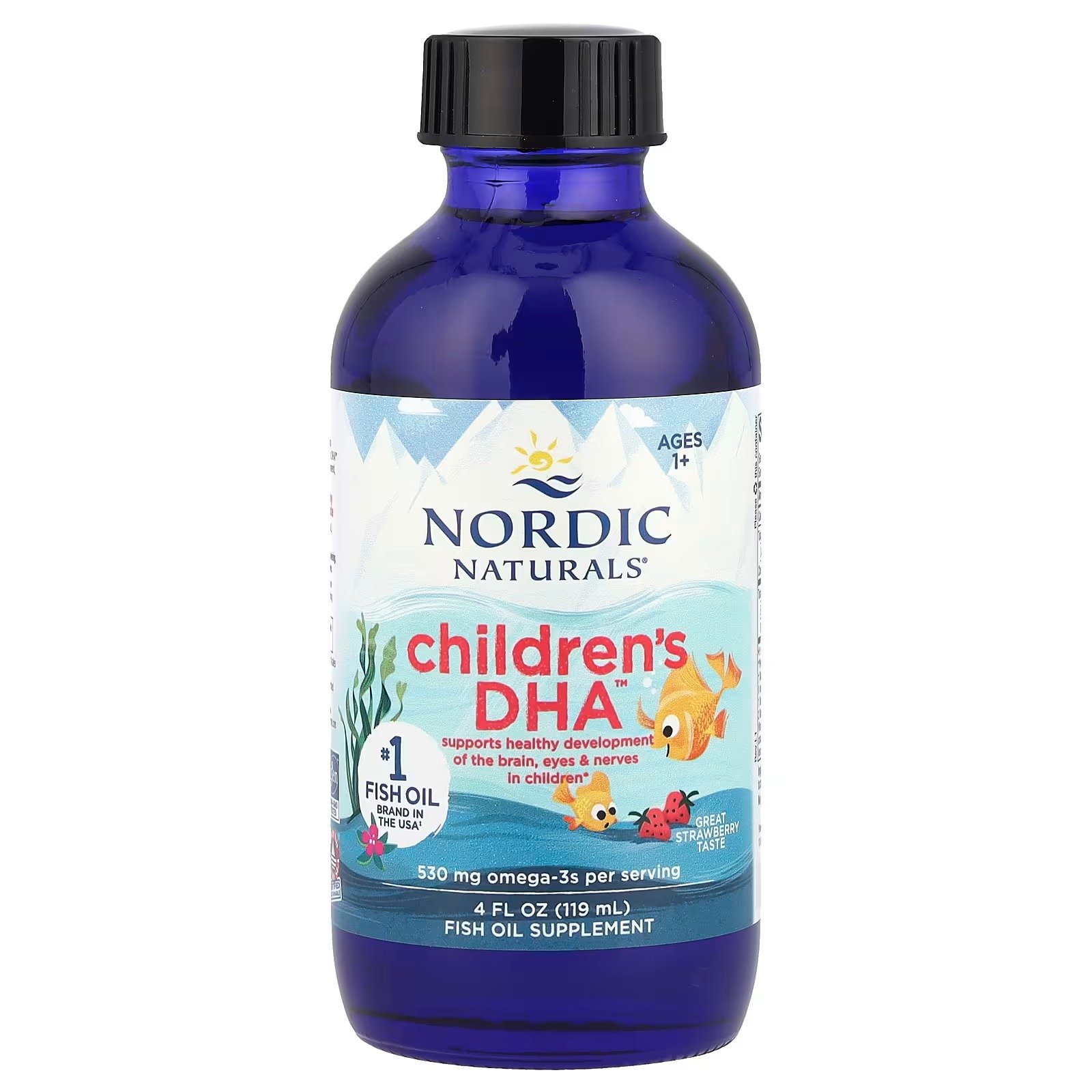 children's dha, acima de 1 ano de idade, morango, 119 ml (4 fl oz) nordic naturals