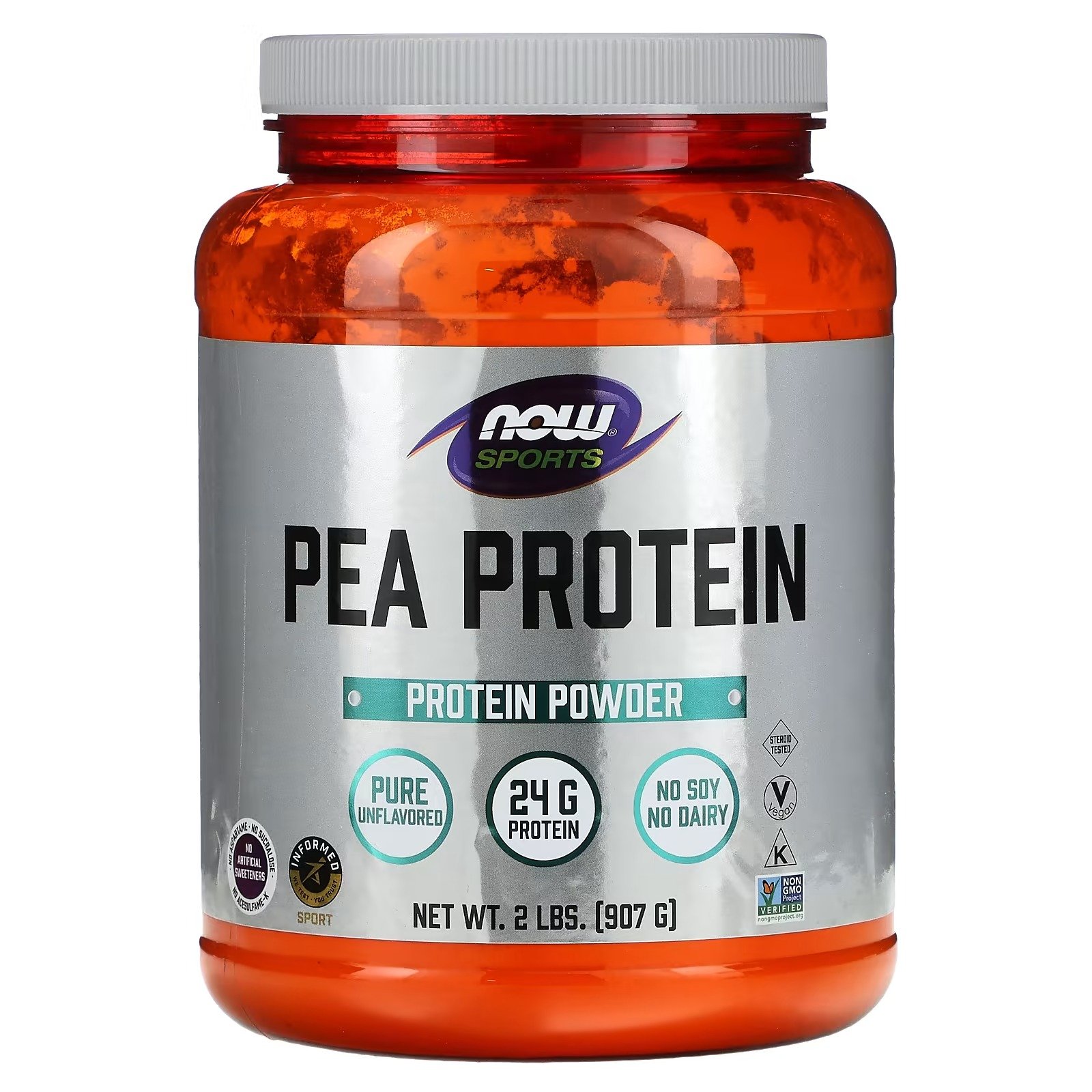 proteína de ervilha, pura e sem sabor, esportes, 2 lbs (907 g) now foods