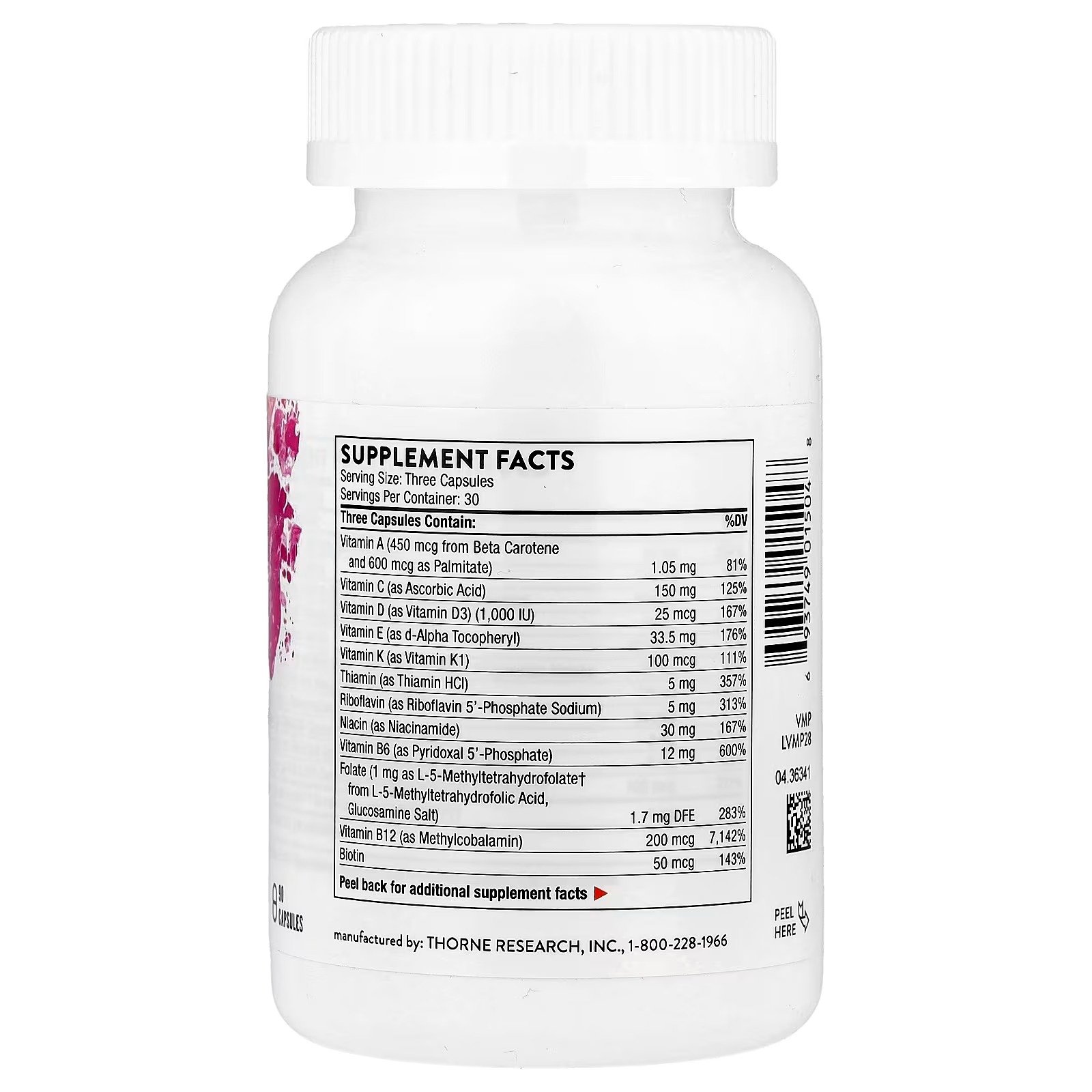 prenatal básico, 90 cápsulas thorne prenatal básico, 90 cápsulas thorne