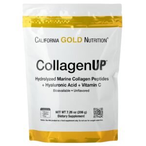 peptídeos de colágeno marinho hidrolisado com Ácido hialurônico e vitamina c sem sabor 206 g california gold nutrition collagenup