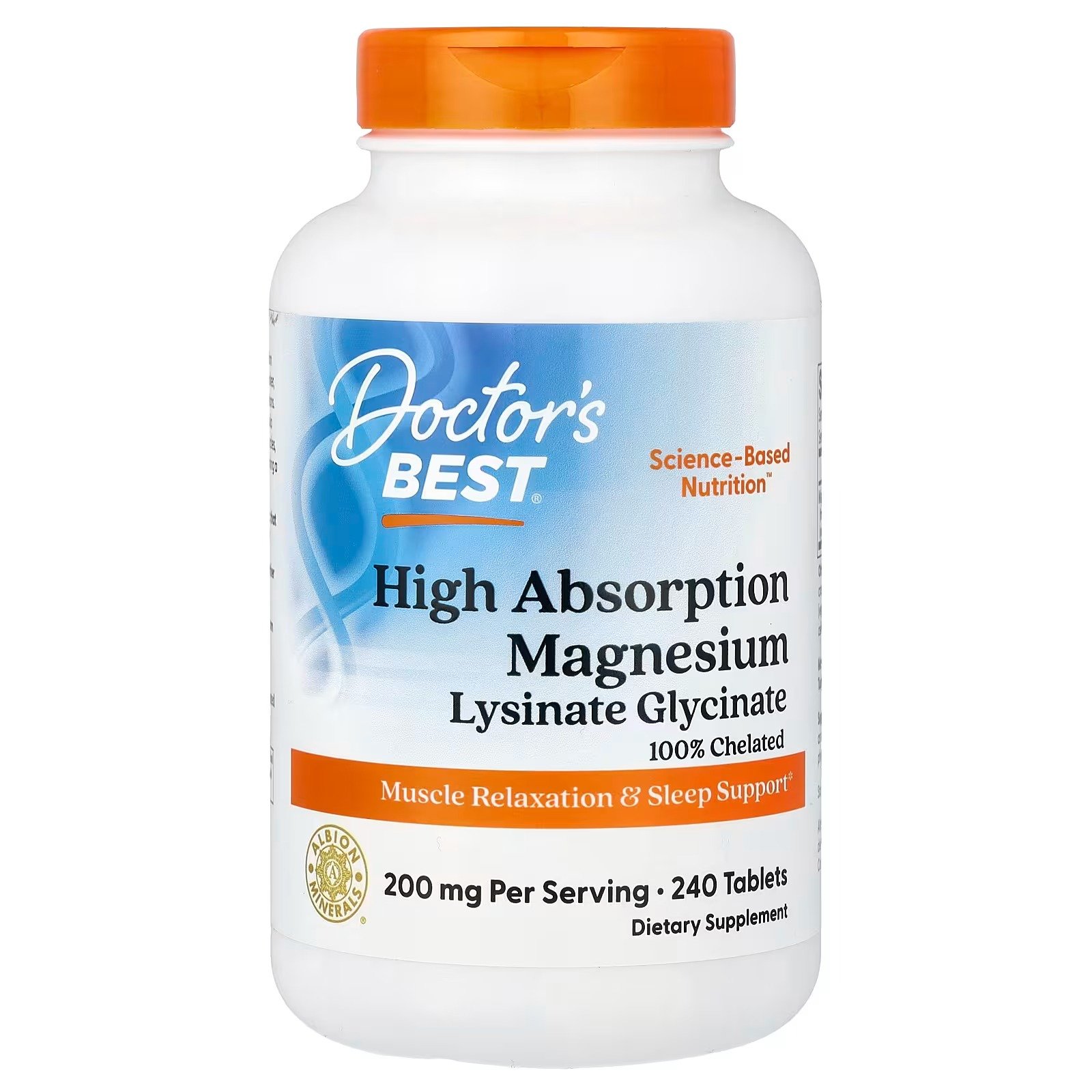 magnésio de alta absorção, 240 comprimidos (100 mg por comprimido) doctor's best
