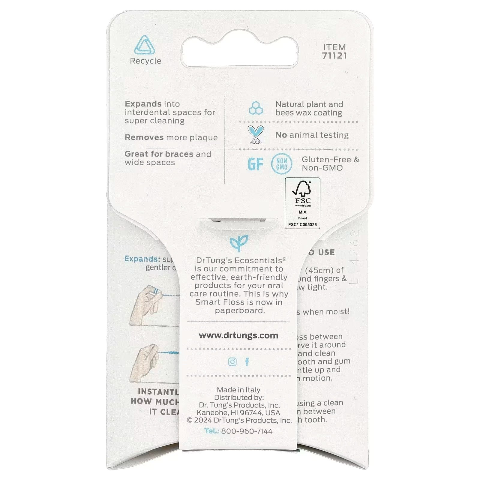 fio dental inteligente, sabor de cardamomo natural, 27 m dr. tung's fio dental inteligente, sabor de cardamomo natural, 27 m dr. tung's