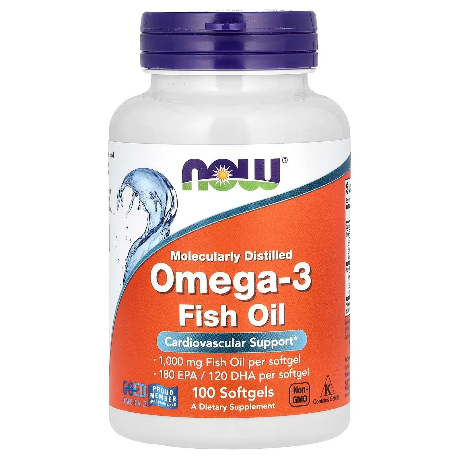 Óleo de peixe Ômega 3, 1.000 mg, 180 epa — 120 dha, 100 cápsulas softgel now foods